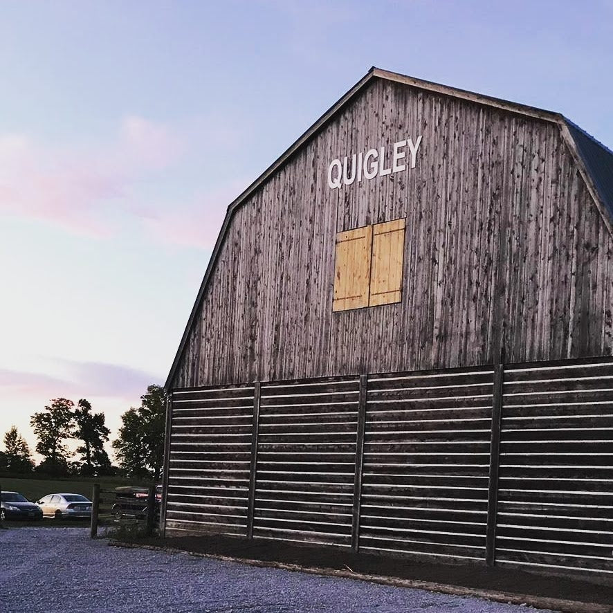 The Quigley barn at dusk